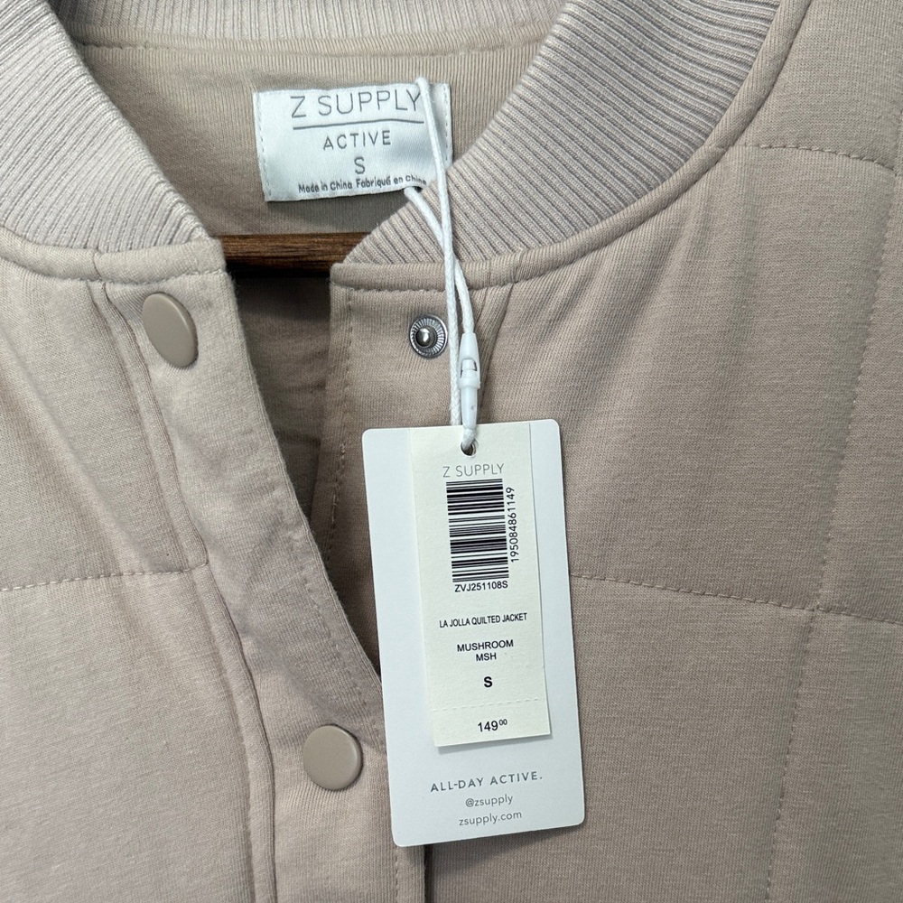 Z Supply Light Taupe Quilted Bomber Jacket - Picture 4 of 9